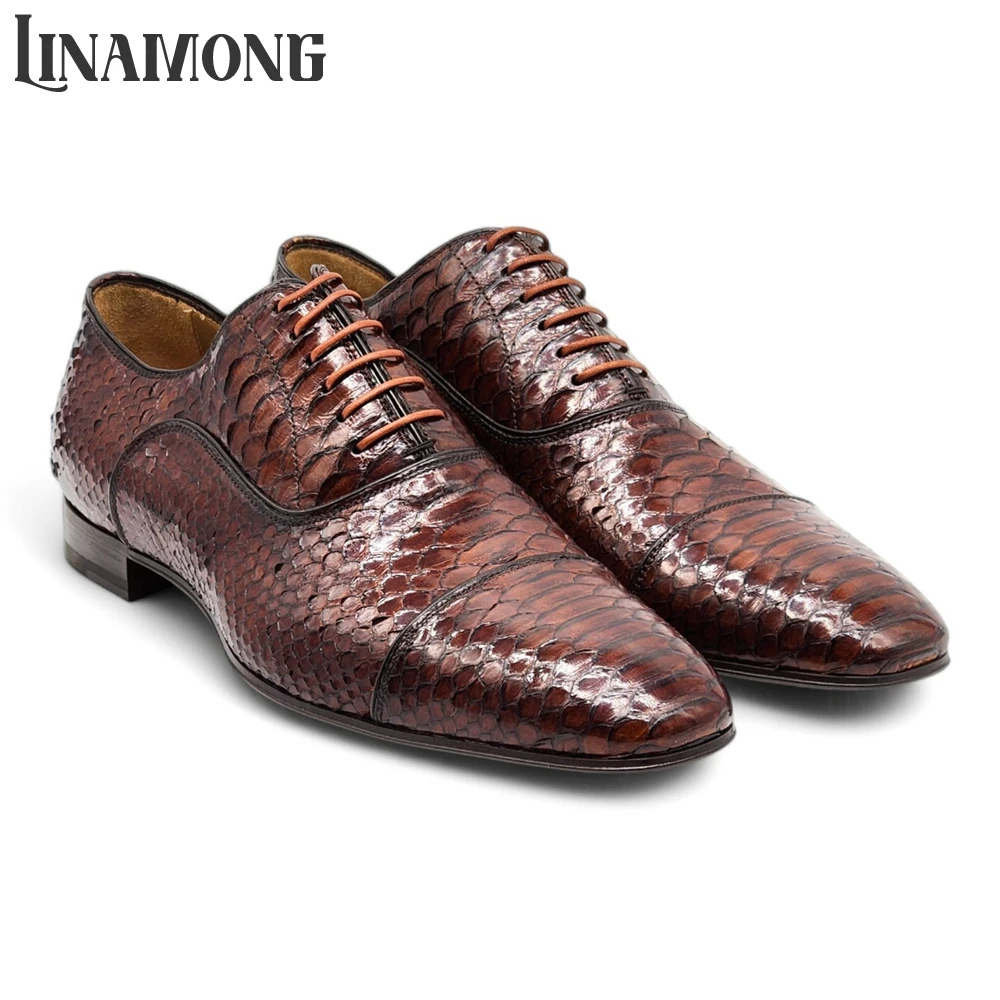 Brown Faux Python Leather Oxfo - Men'S Shoes Limited Edition review and price